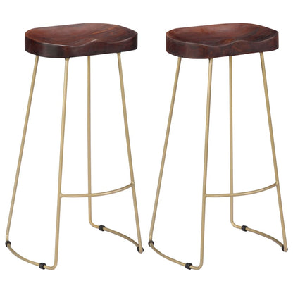 Taburetes De Barra 2 Uds Madera Maciza Mango