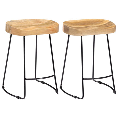 Taburetes De Barra 2 Uds Madera Maciza Mango