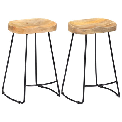 Taburetes De Barra 2 Uds Madera Maciza Mango