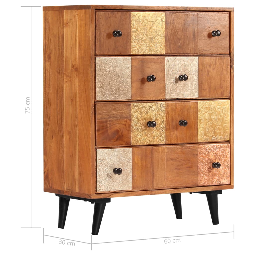 Cómoda De Cajones Madera Maciza De Acacia