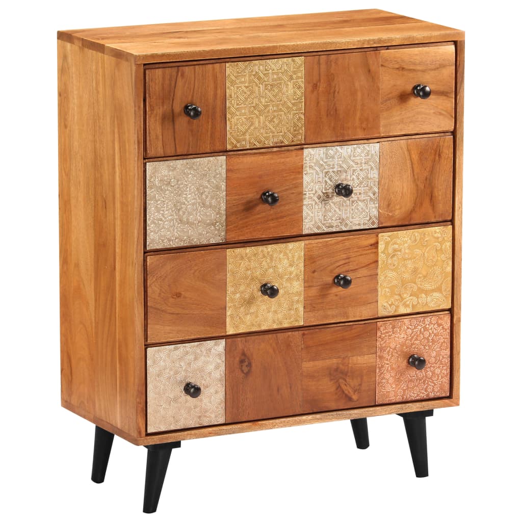 Cómoda De Cajones Madera Maciza De Acacia