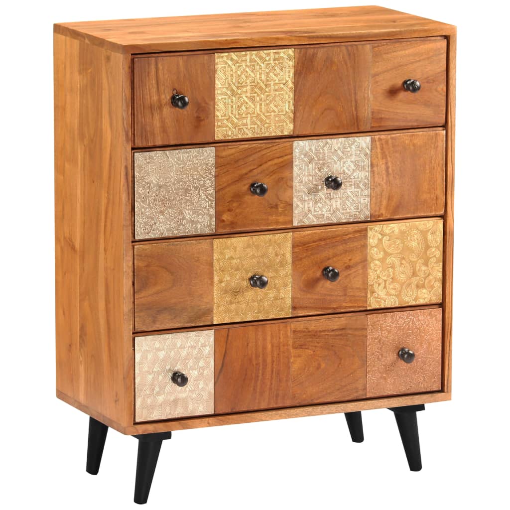 Cómoda De Cajones Madera Maciza De Acacia