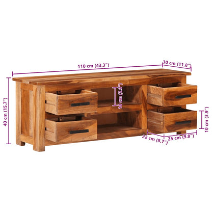 Mueble De Tv Madera Maciza 110X30X40 Cm