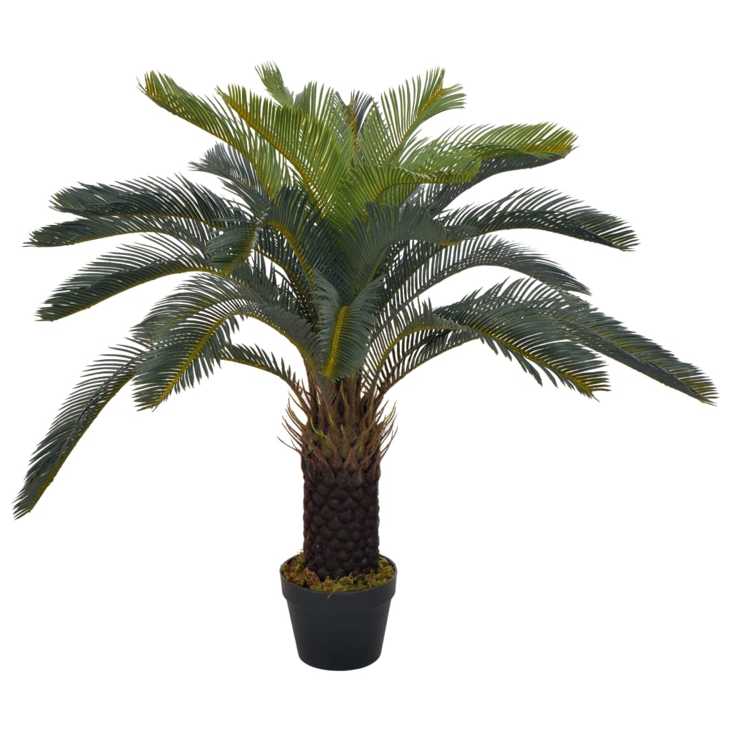 Planta Artificial Palmera Cica Con Macetero Verde