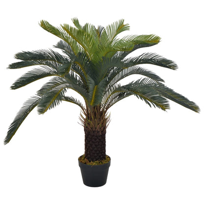 Planta Artificial Palmera Cica Con Macetero Verde