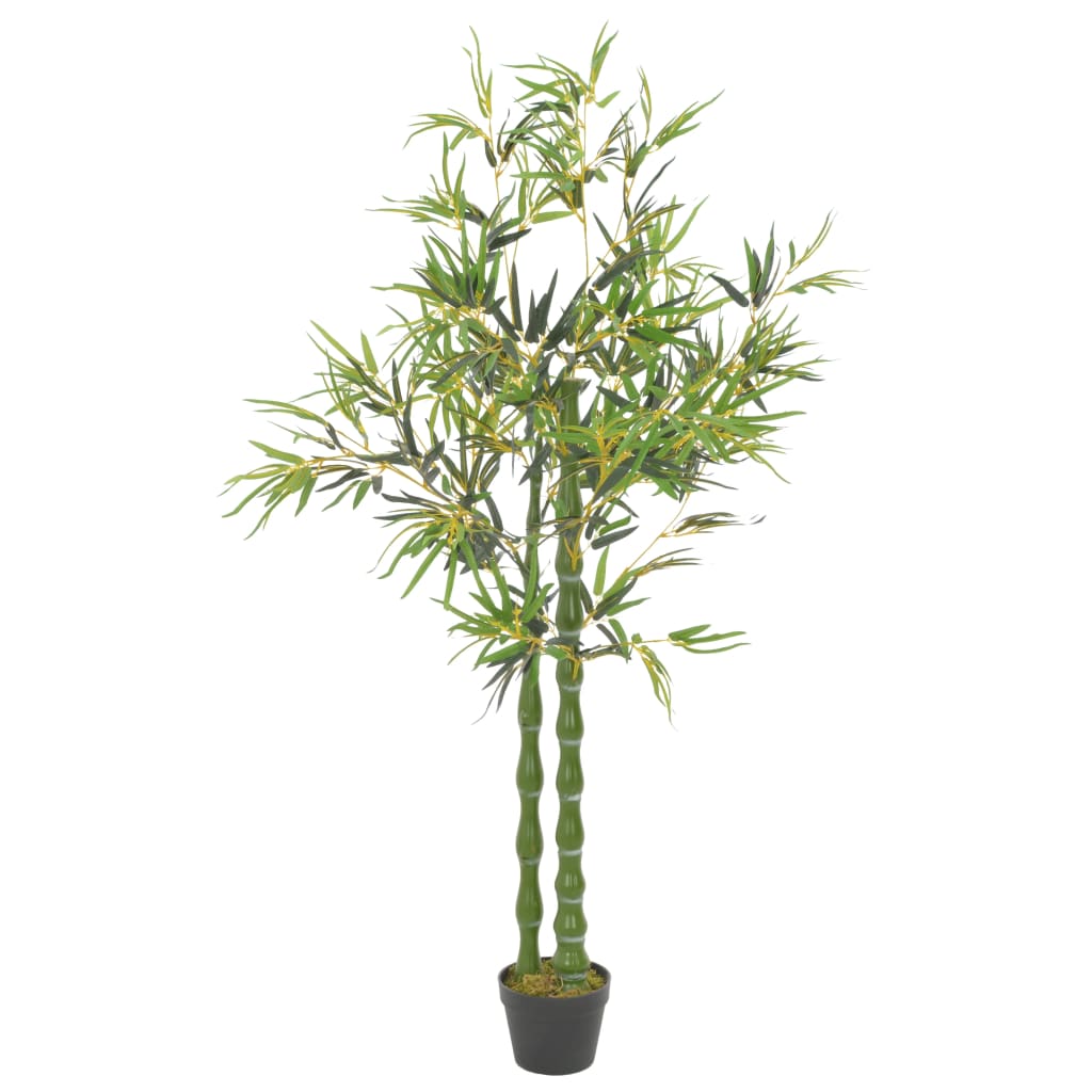 Planta Artificial Bambú Con Macetero Verde