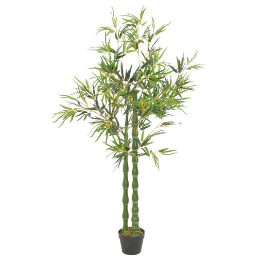 Planta Artificial Bambú Con Macetero Verde