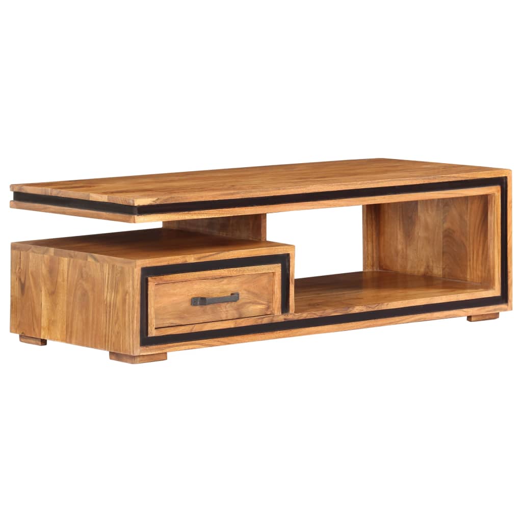 Mesa De Centro De Madera Maciza De Acacia 100X45X33 Cm