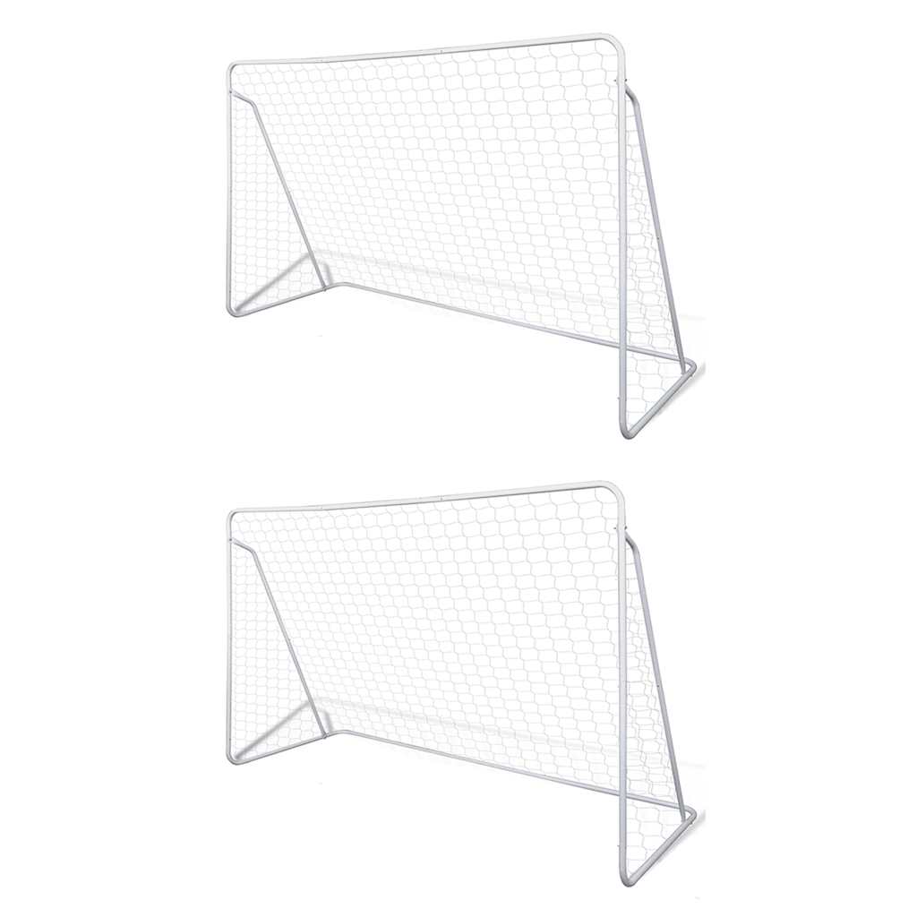 Porterías De Fútbol De Acero 2 Unidades 240X90X150 Cm