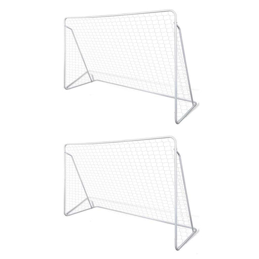 Porterías De Fútbol De Acero 2 Unidades 240X90X150 Cm
