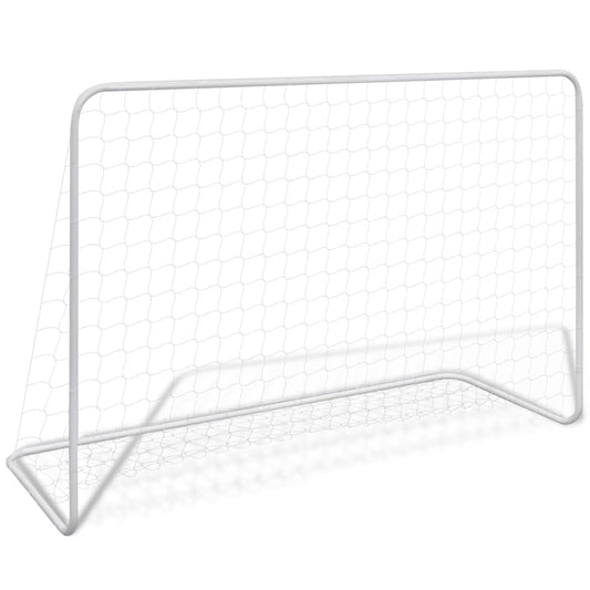 Porterías De Fútbol 2 Uds Con Red 182X61X122 Cm Acero Blanco