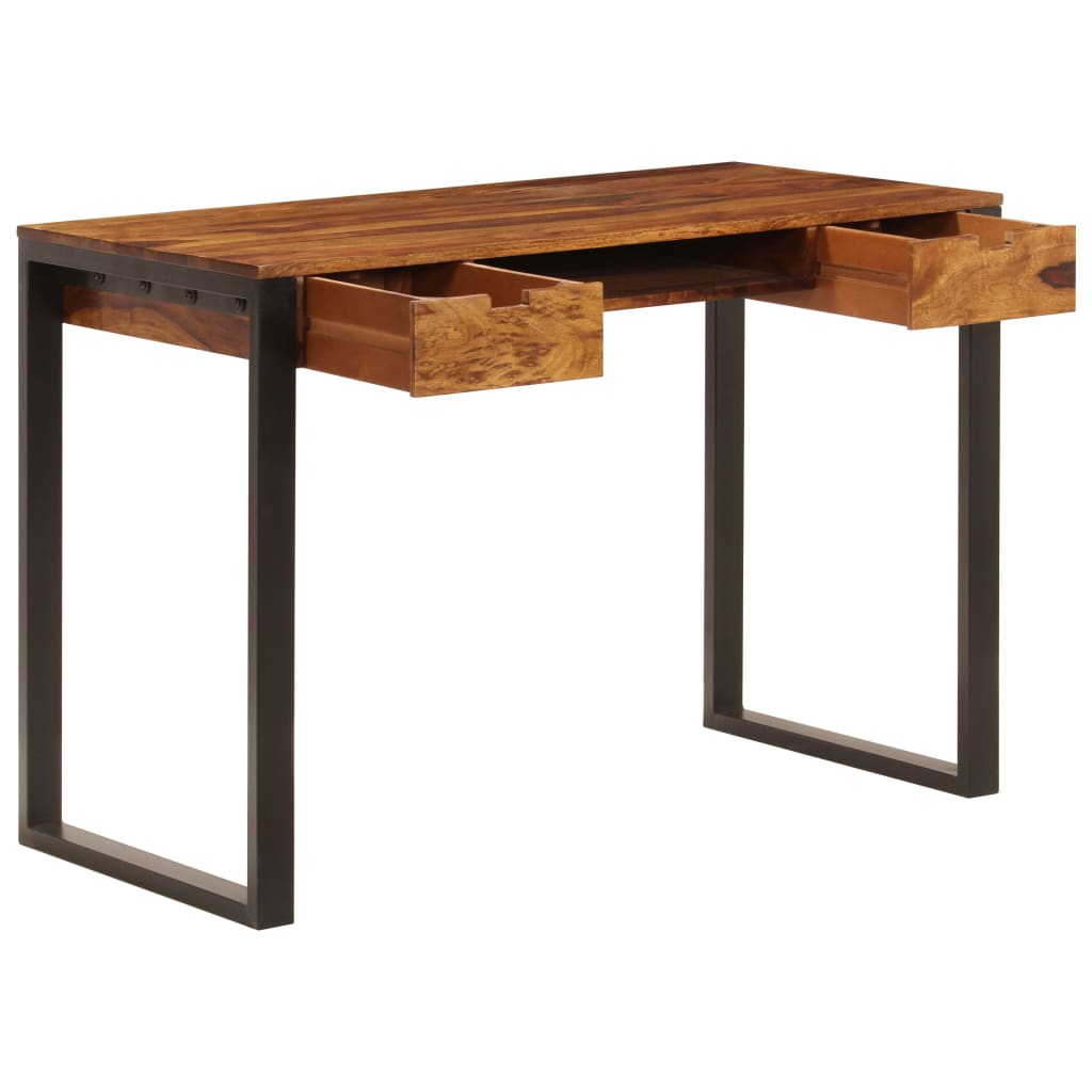 Escritorio De Madera Maciza De Acacia Y Acero 110X55X78 Cm