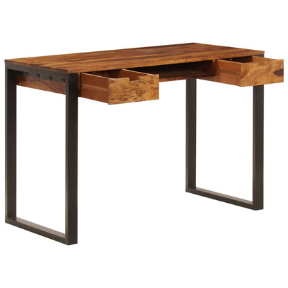 Escritorio De Madera Maciza De Acacia Y Acero 110X55X78 Cm