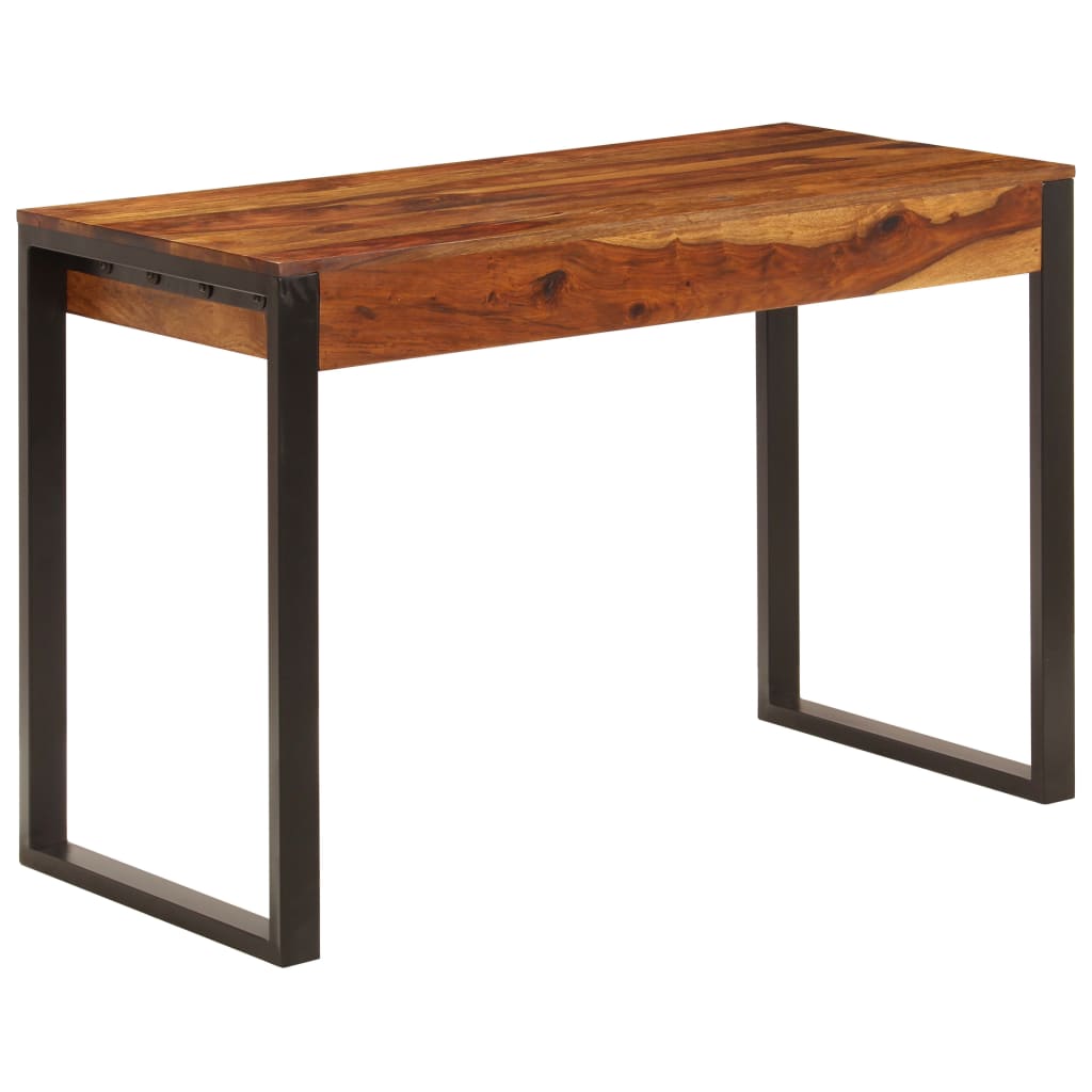 Escritorio De Madera Maciza De Acacia Y Acero 110X55X78 Cm
