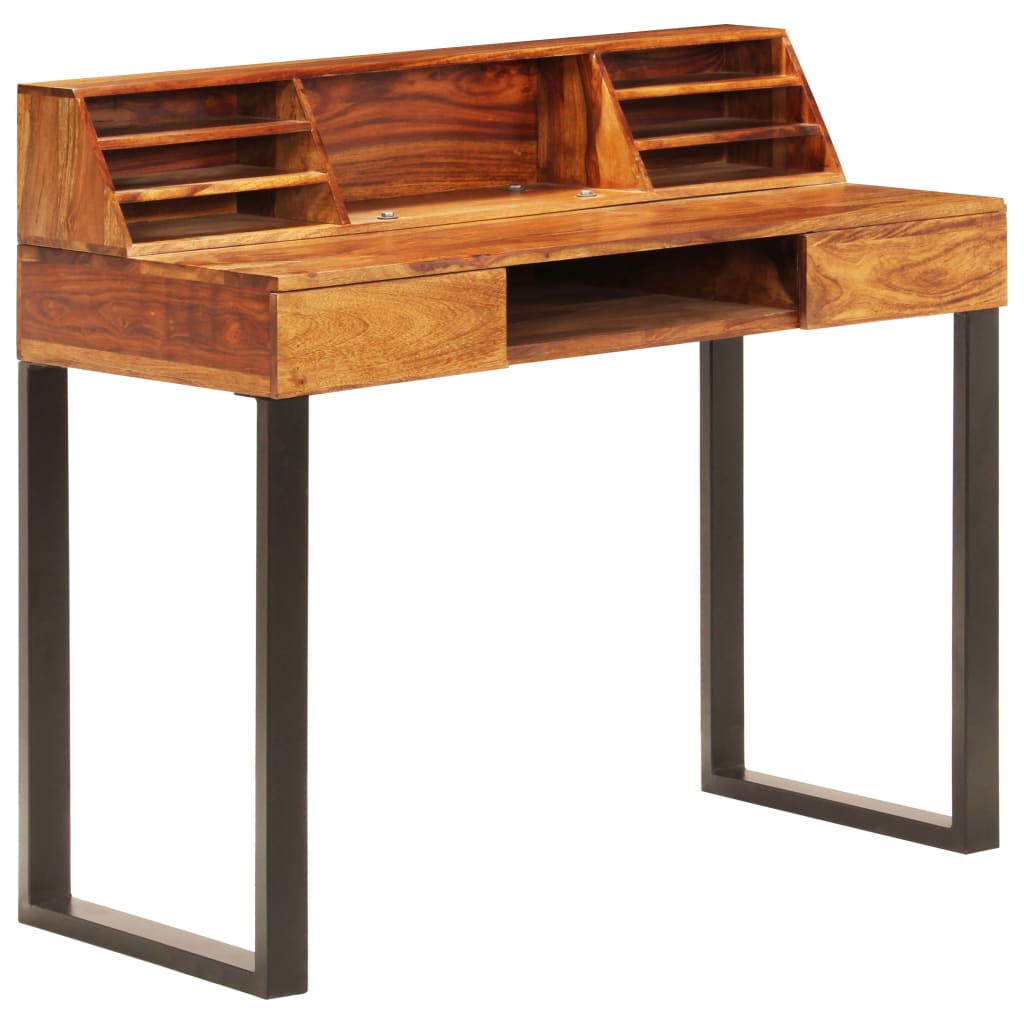 Escritorio De Madera Maciza De Acacia Y Acero 110X50X94 Cm