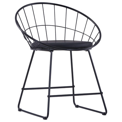 Sillas De Comedor Asientos De Cuero Sintético 2 Uds Acero Negro