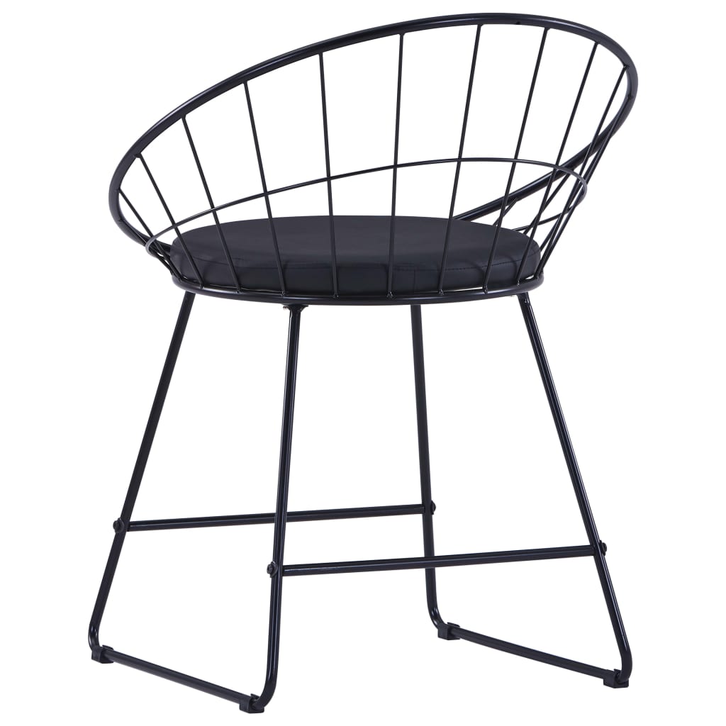 Sillas De Comedor Asientos De Cuero Sintético 2 Uds Acero Negro
