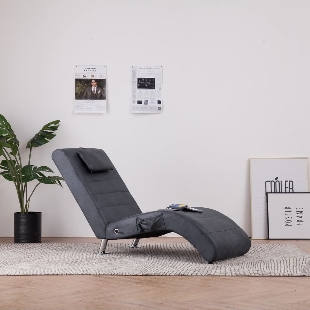 Diván De Masaje Con Almohada De Piel De Ante Artificial