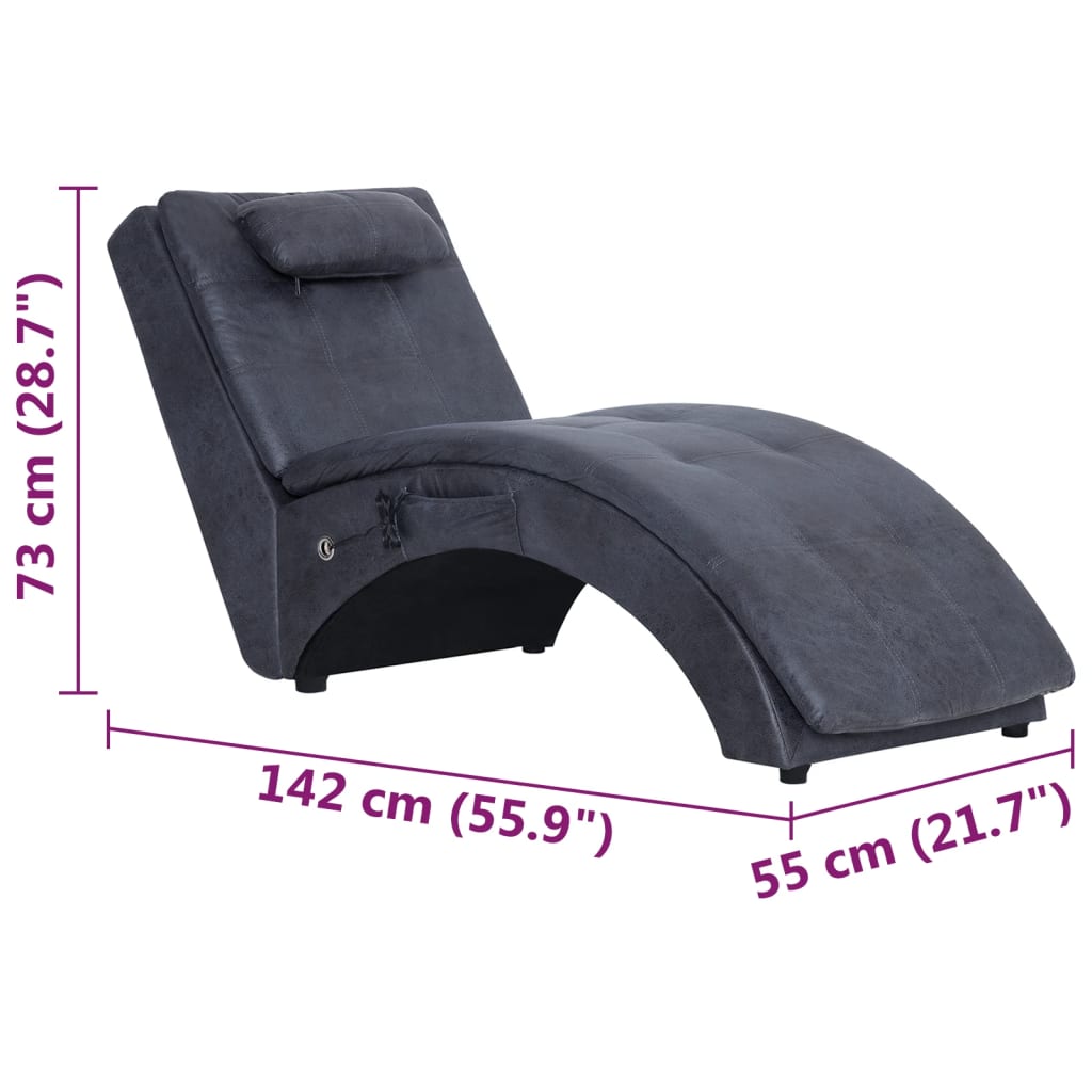 Diván De Masaje Con Almohada De Piel De Ante Artificial