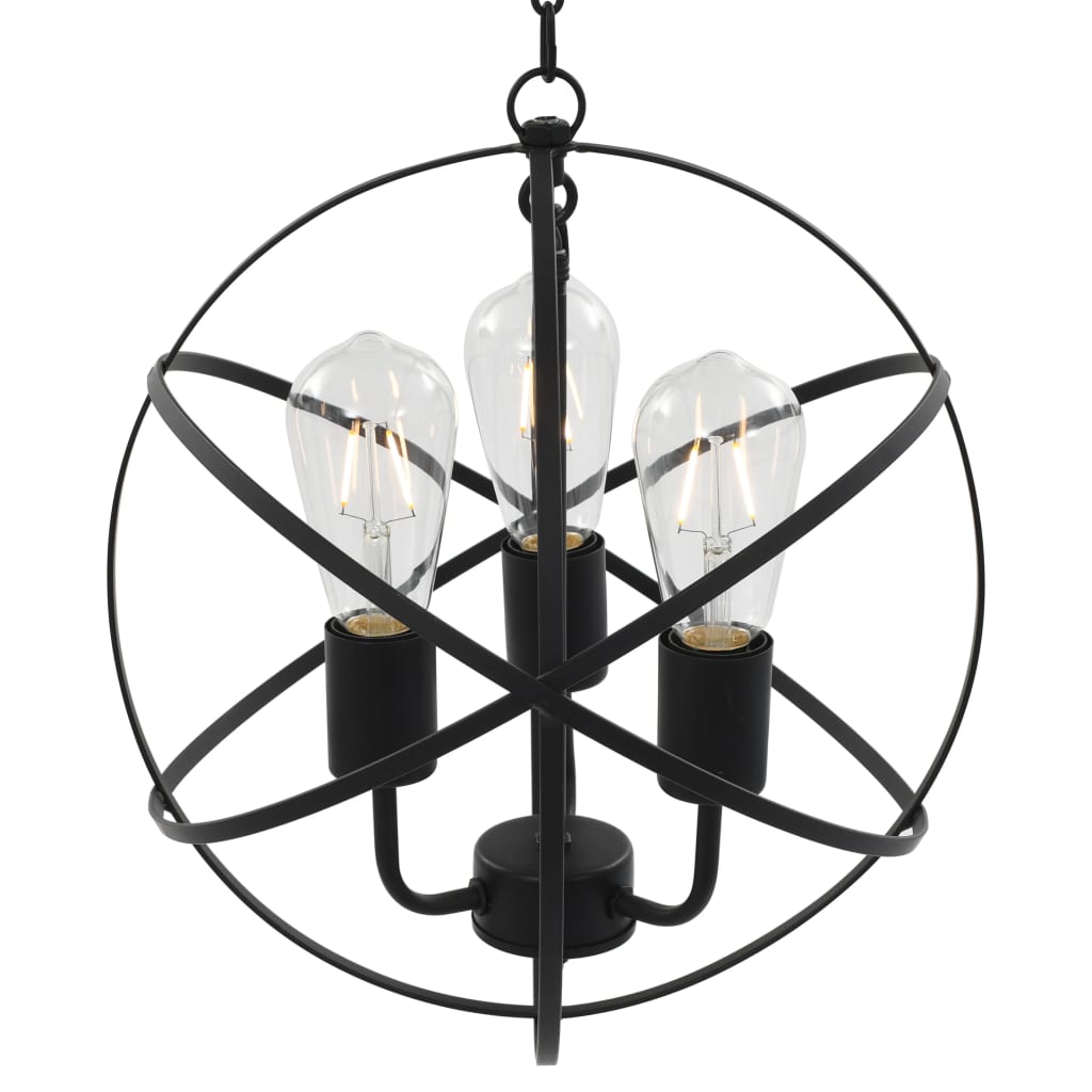 Lámpara Colgante Esférica Negra 3 Bombillas E27