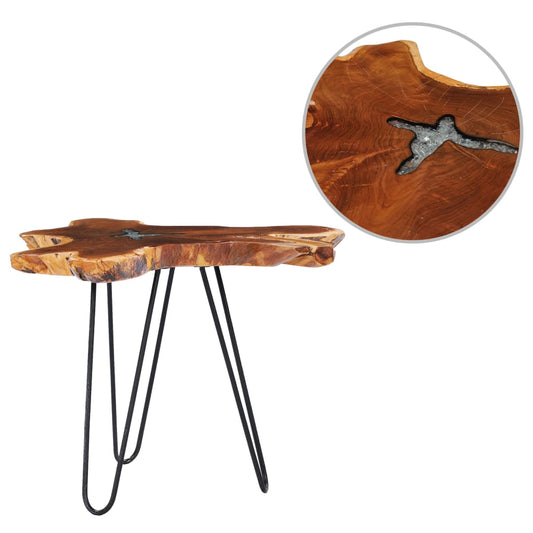 Mesa De Centro De Madera Maciza De Teca Y Polirresina 70X45 Cm