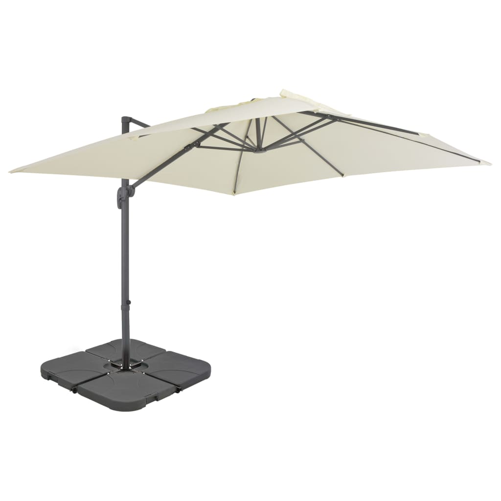 Sombrilla De Jardín Con Base Portátil Gris