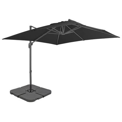 Sombrilla De Jardín Con Base Portátil Gris
