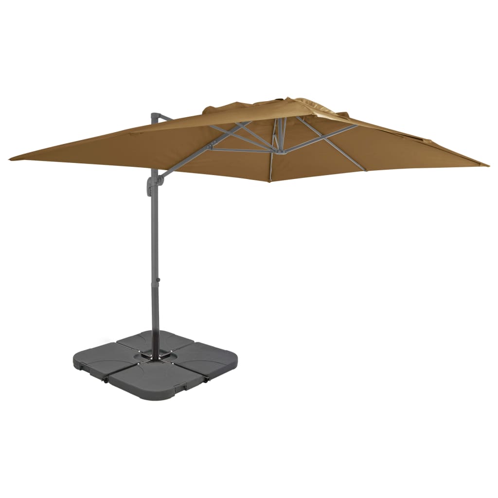 Sombrilla De Jardín Con Base Portátil Gris Taupe