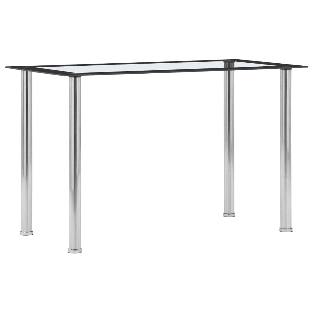 Mesa De Comedor Vidrio Templado Negro Transparente 120X60X75 Cm