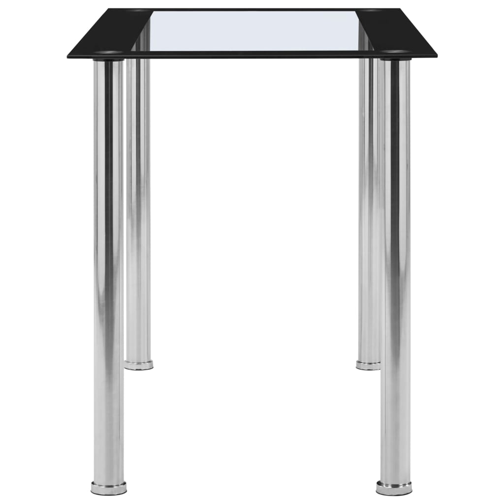 Mesa De Comedor Vidrio Templado Negro Transparente 120X60X75 Cm