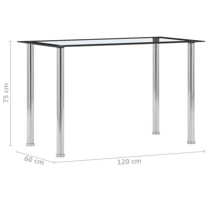 Mesa De Comedor Vidrio Templado Negro Transparente 120X60X75 Cm
