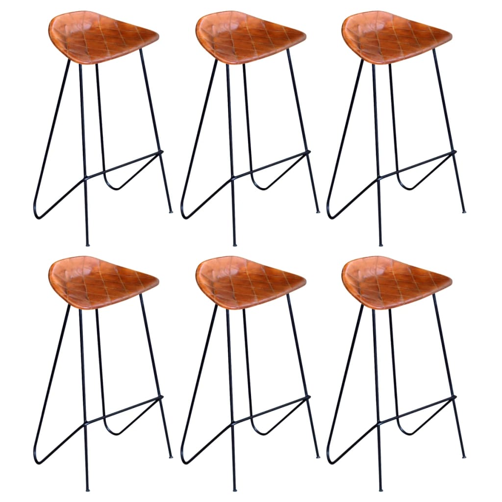 Taburetes De Cocina 2 Unidades Cuero Auténtico Negro Y Marrón