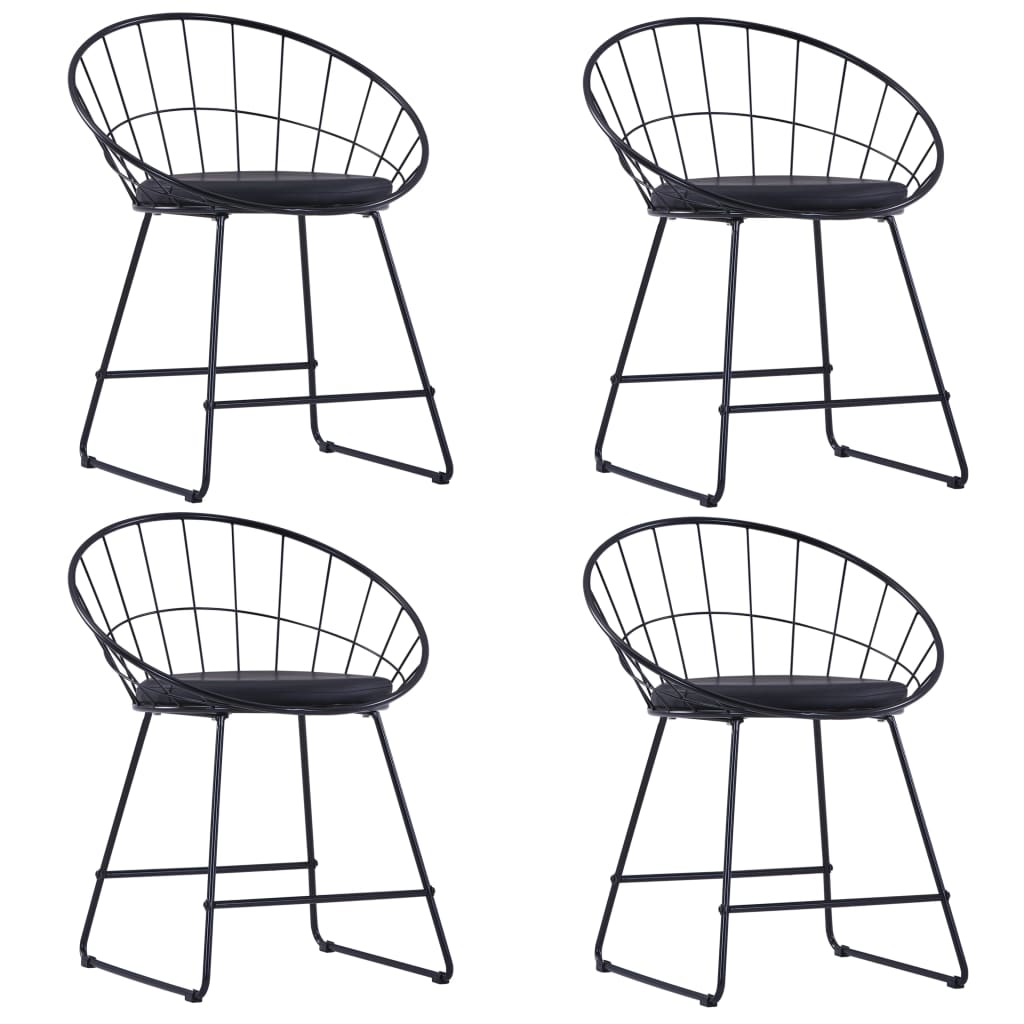Sillas De Comedor Asientos De Cuero Sintético 2 Uds Acero Negro