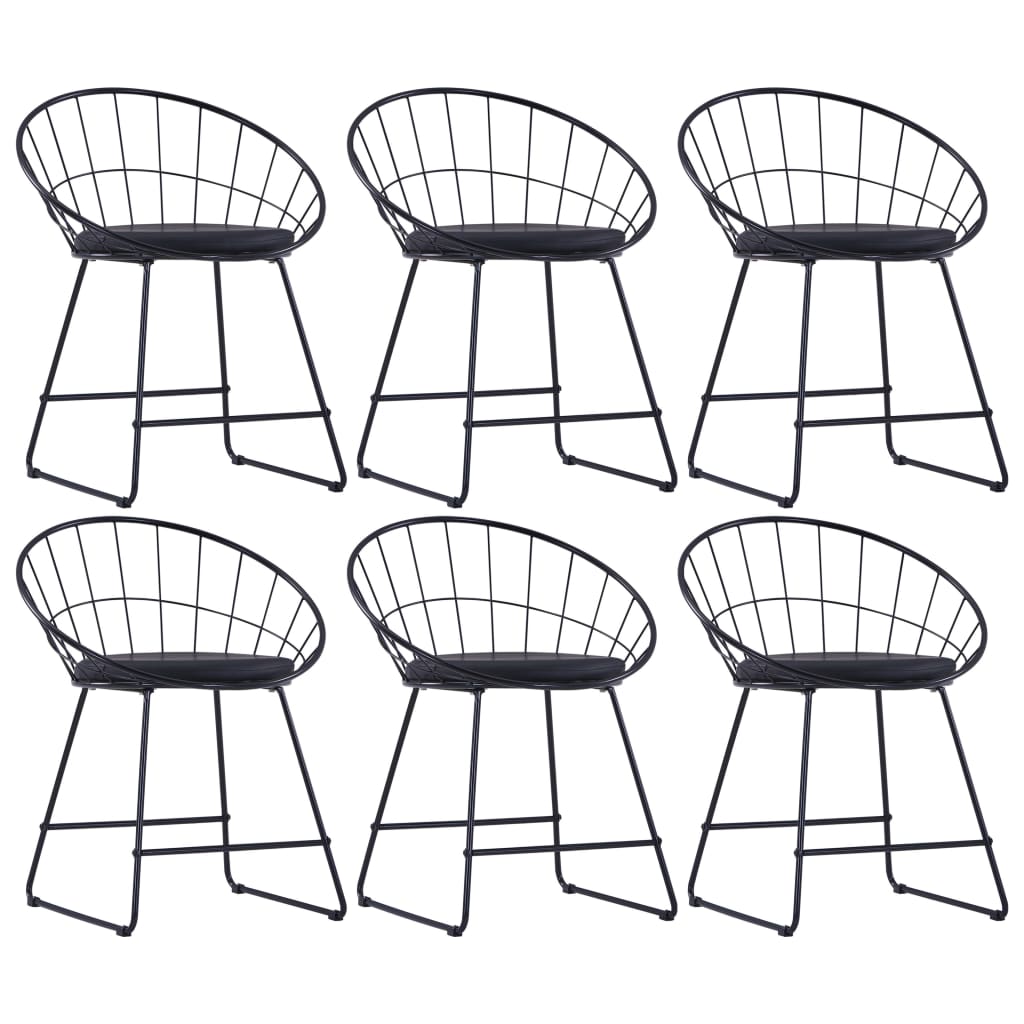 Sillas De Comedor Asientos De Cuero Sintético 2 Uds Acero Negro