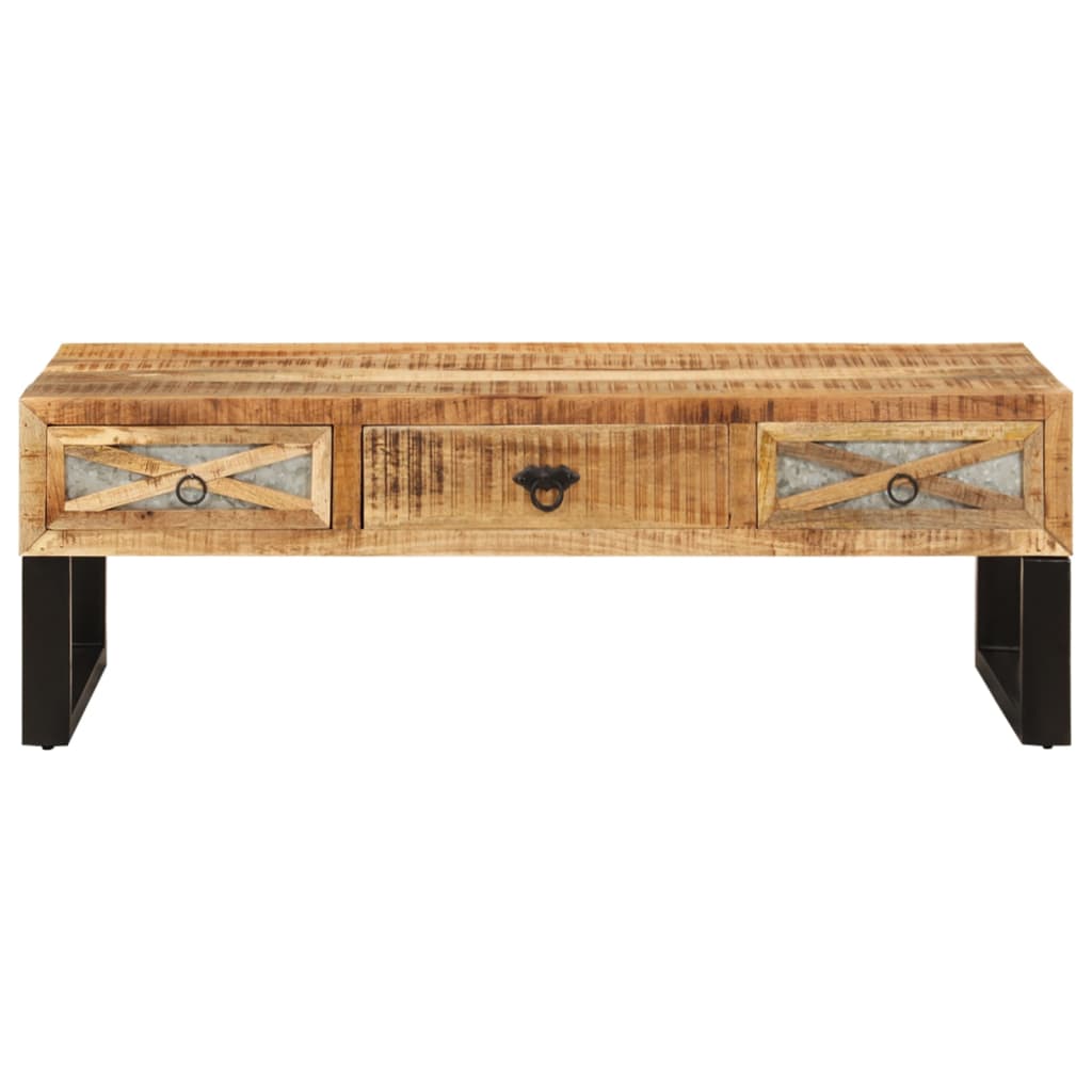 Mesa De Centro De Madera Maciza De Mango 110X50X38 Cm