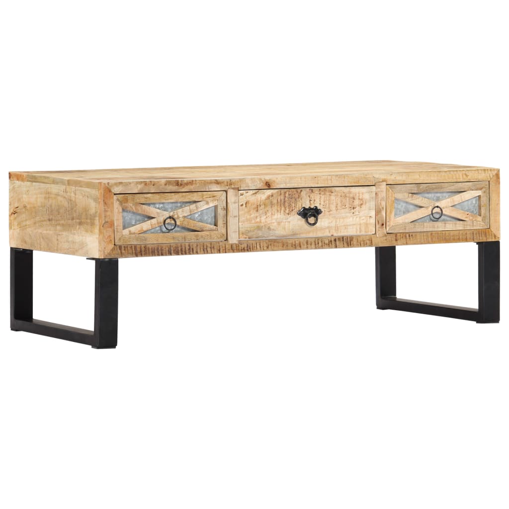 Mesa De Centro De Madera Maciza De Mango 110X50X38 Cm