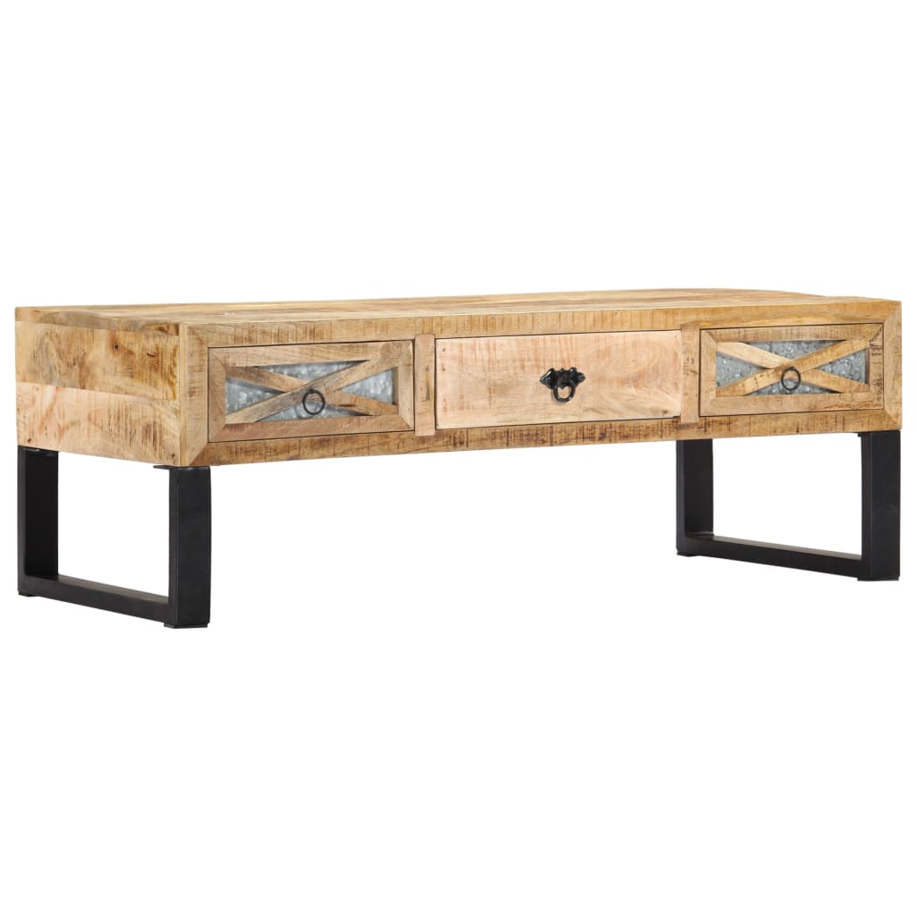Mesa De Centro De Madera Maciza De Mango 110X50X38 Cm