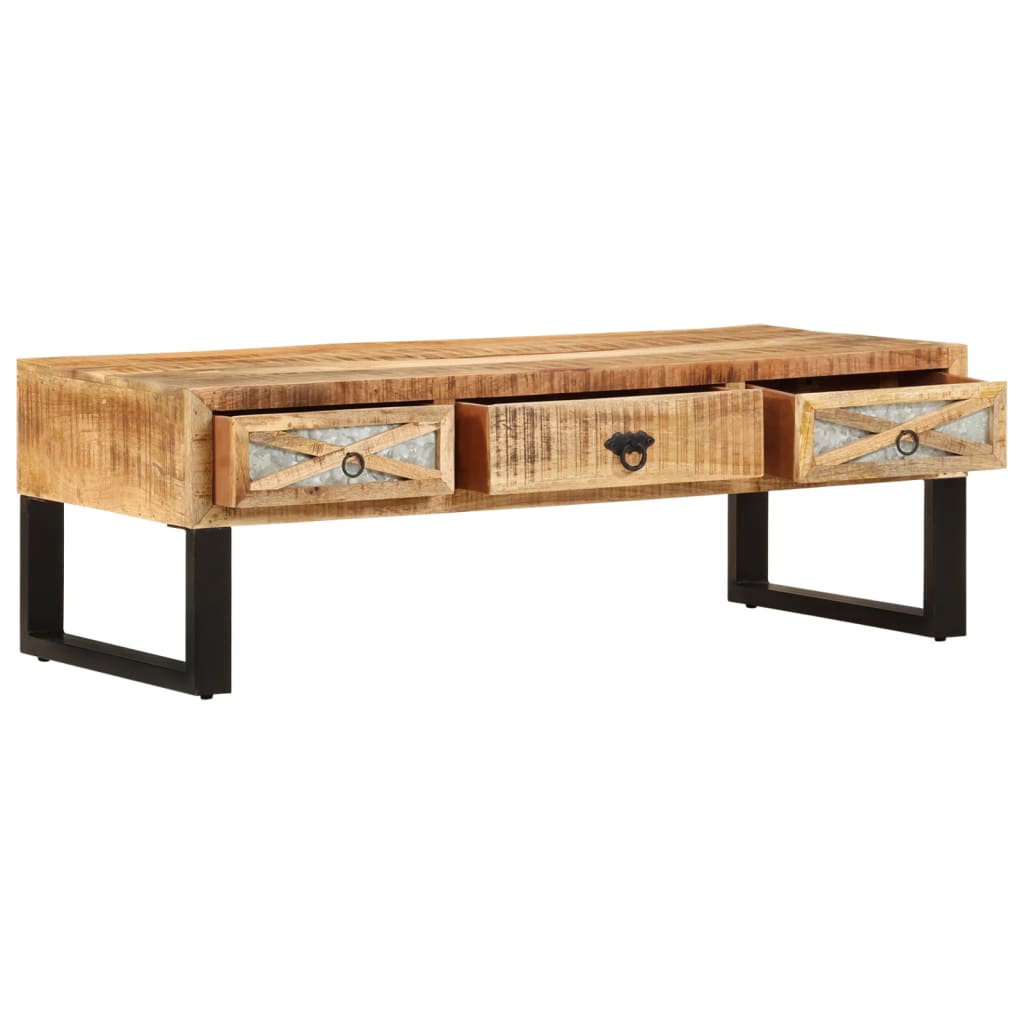 Mesa De Centro De Madera Maciza De Mango 110X50X38 Cm