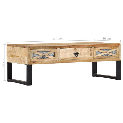 Mesa De Centro De Madera Maciza De Mango 110X50X38 Cm