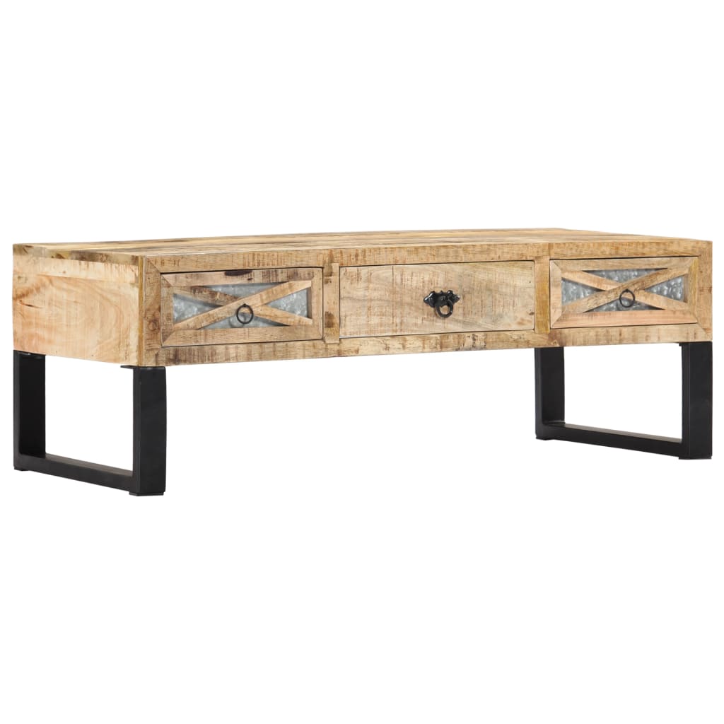 Mesa De Centro De Madera Maciza De Mango 110X50X38 Cm