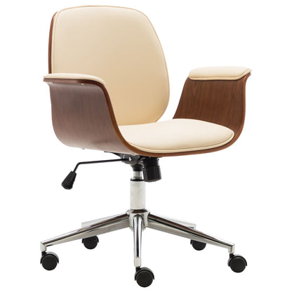 Sillón Giratorio De Madera Curvada Y Cuero Sintético