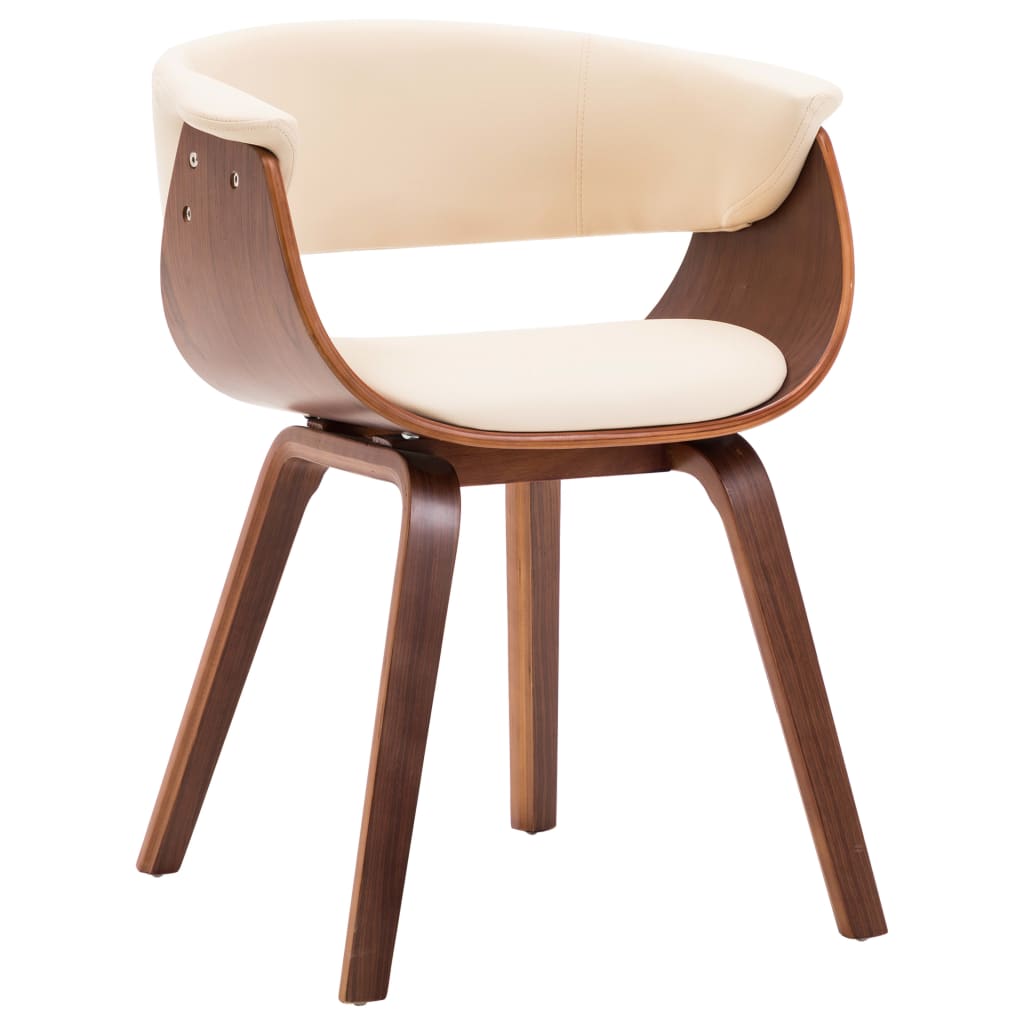 Sillas De Comedor 6 Uds Madera Curvada Y Cuero Sintético Crema