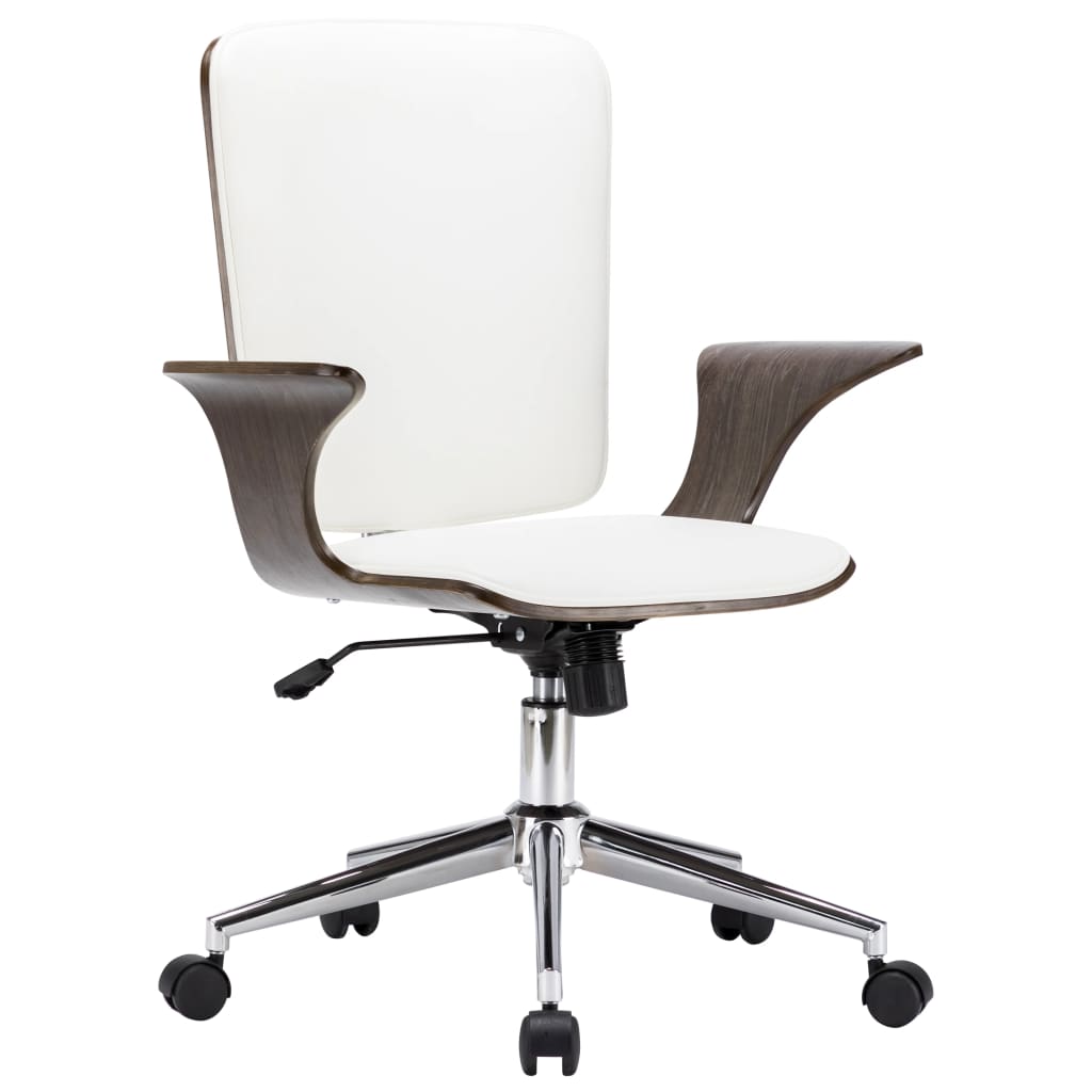 Silla De Oficina Giratoria Madera Curvada Y Cuero Artificial
