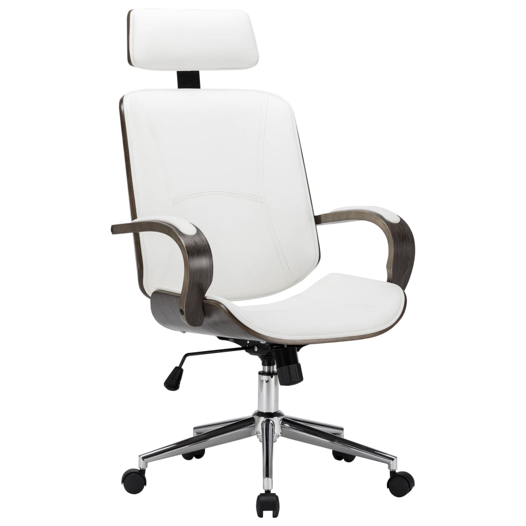 Silla De Oficina Giratoria Madera Curvada Y Cuero Artificial