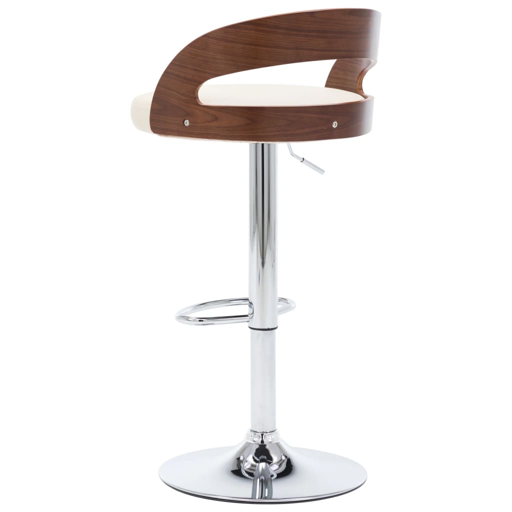 Taburetes De Cocina 2 Uds Cuero Sintético Madera Curvada Crema