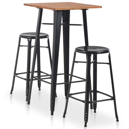 Conjunto De Mesa Alta Y Taburetes 3 Piezas Acero Negro