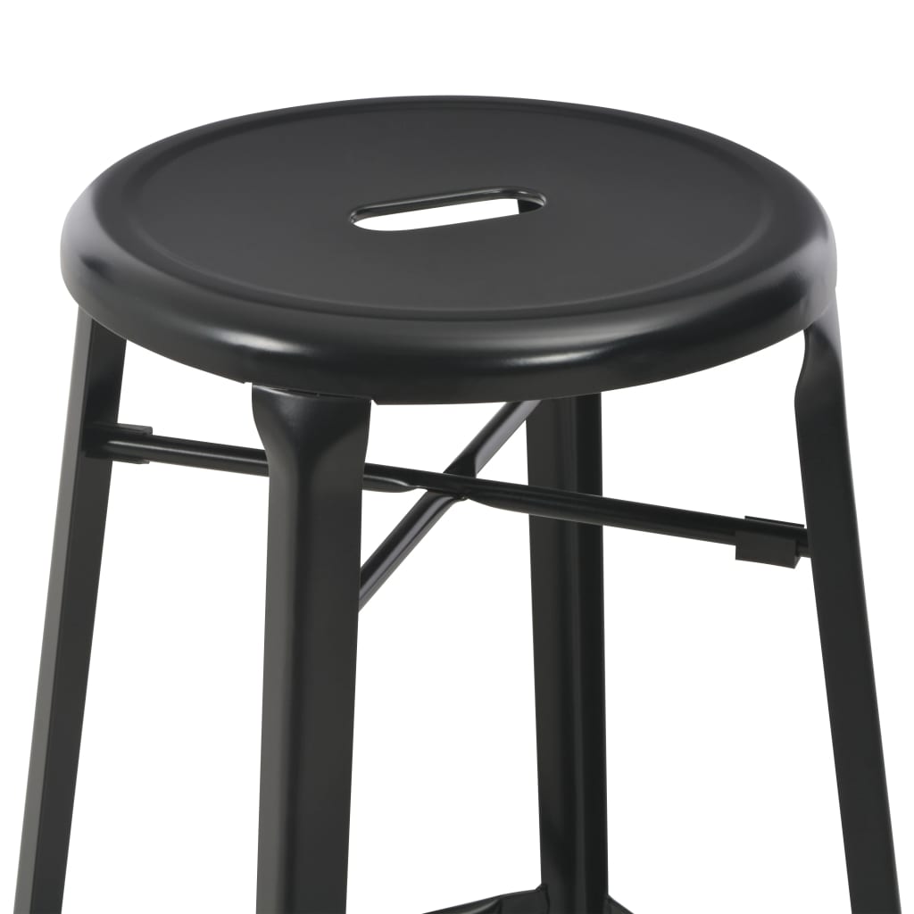 Conjunto De Mesa Alta Y Taburetes 3 Piezas Acero Negro
