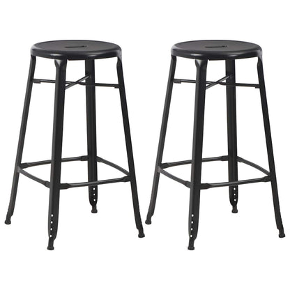 Conjunto De Mesa Alta Y Taburetes 3 Piezas Acero Negro