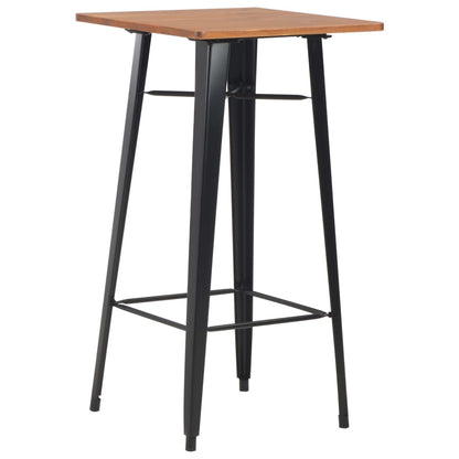 Conjunto De Mesa Alta Con Taburetes 3 Piezas Acero Negro