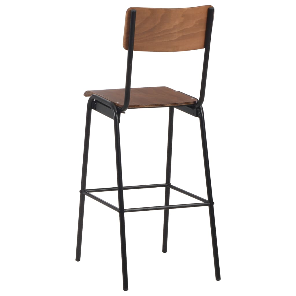 Conjunto De Mesa Alta Con Taburetes 3 Piezas Acero Negro
